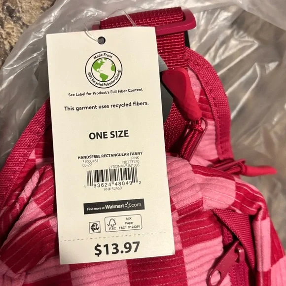 No Boundaries Pink Checkered Belt Bag, NWT - Picture 6 of 6